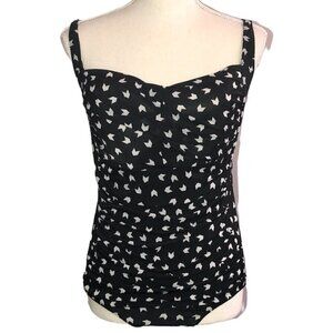 Handmade Swimsuit Women's Size Medium Black White Twist-Top Ruched One Piece